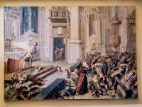 Quadro del miracolo  Narra la leggenda che, durante l'assedio del 1640 i francesi espugnarono il Monte, importante punto strategico,  ma entrati nella chiesa, una lingua di fuoco si levò dal tabernacolo per proteggere le ostie consacrate.