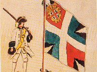 Sardegna  Bandiera di battaglione del reggimento Sardegna. Il reggimento Sardegna venne fondato nel 1744, durante l'accrescimento dell'Esercito Sardo per far fronte alle necessità della guerra di successione di Austria (1741-48). La bandiera di ordinanza venne consegnata nel 1745. Il reggimento, inizialmente considerato straniero in quanto reclutava molti corsi, divenne di ordinanza nazionale nel 1751, quando tutti gli altri reggimenti di fanteria italiana vennero sciolti.